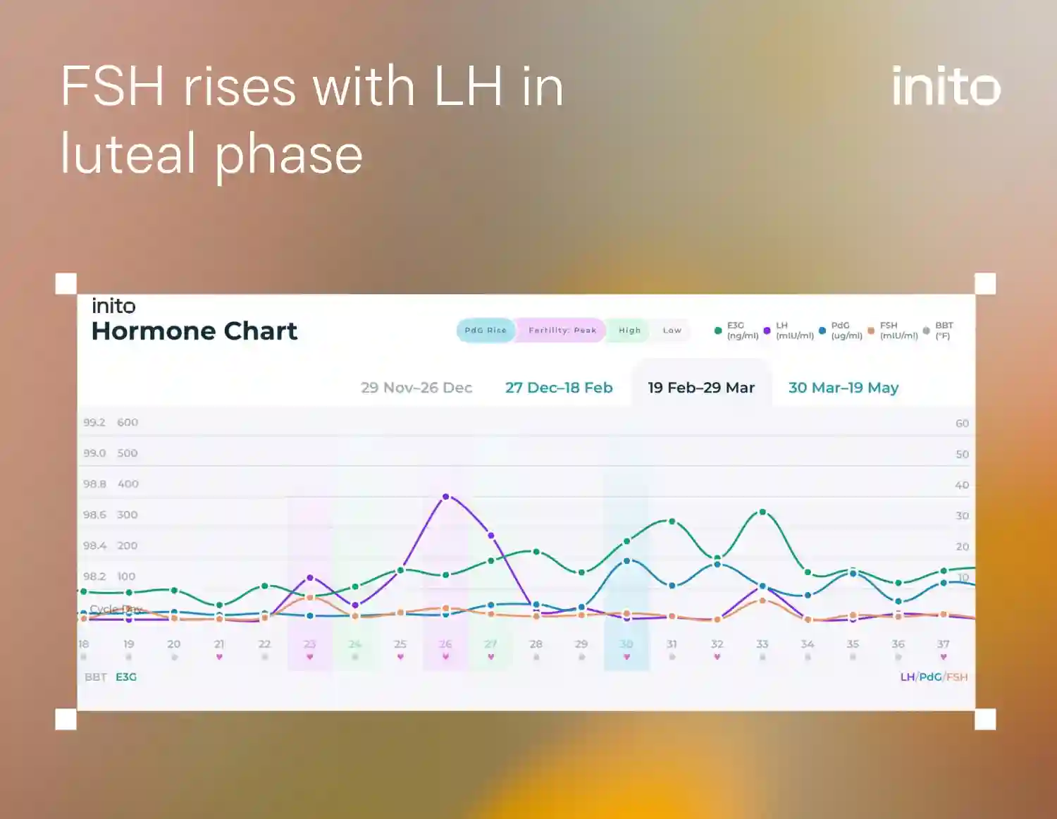 FSH rises with LH in luteal phase