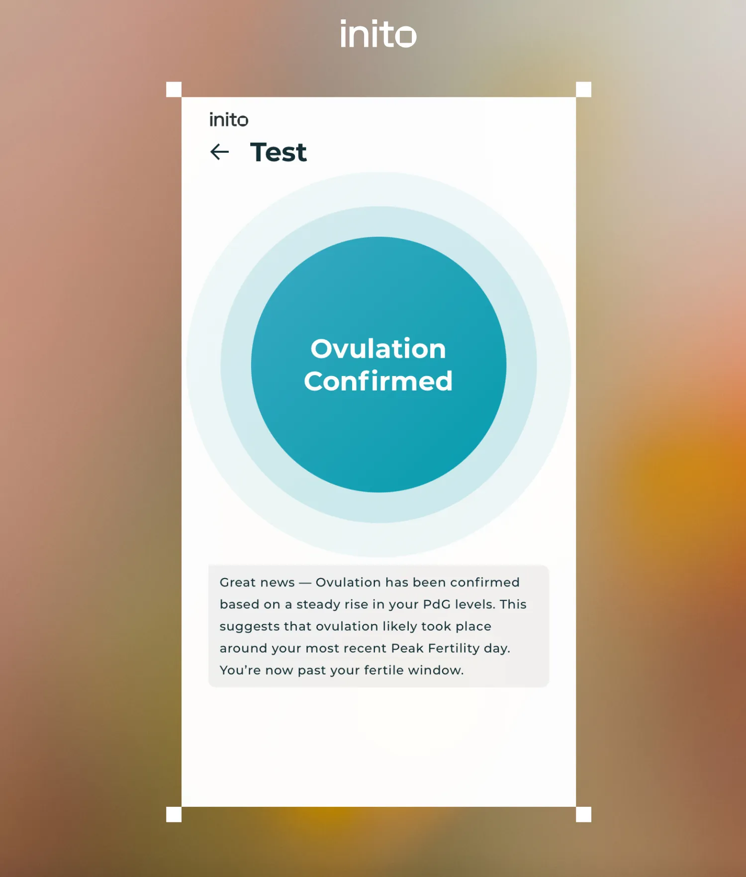 PdG Results on Inito Explained: Waiting for Rise, Rising, Confirmed, or Unlikely? 7 Ovulation Confirmed test screen